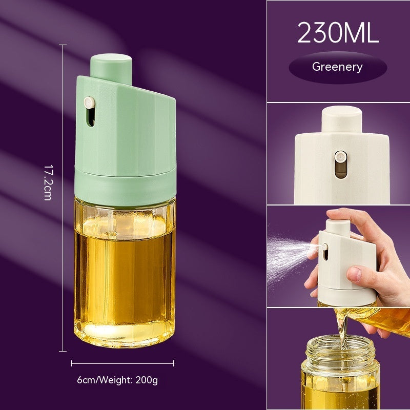 2-in-1 Glass Oil Bottle & Press Dispenser