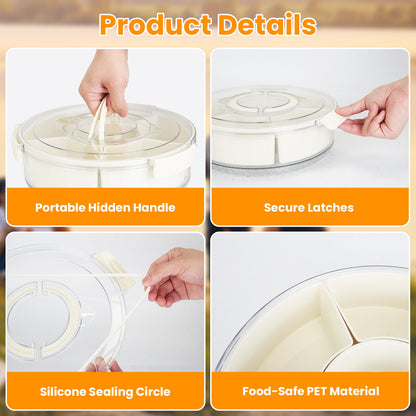 2Pcs Divided Serving Tray with Lid