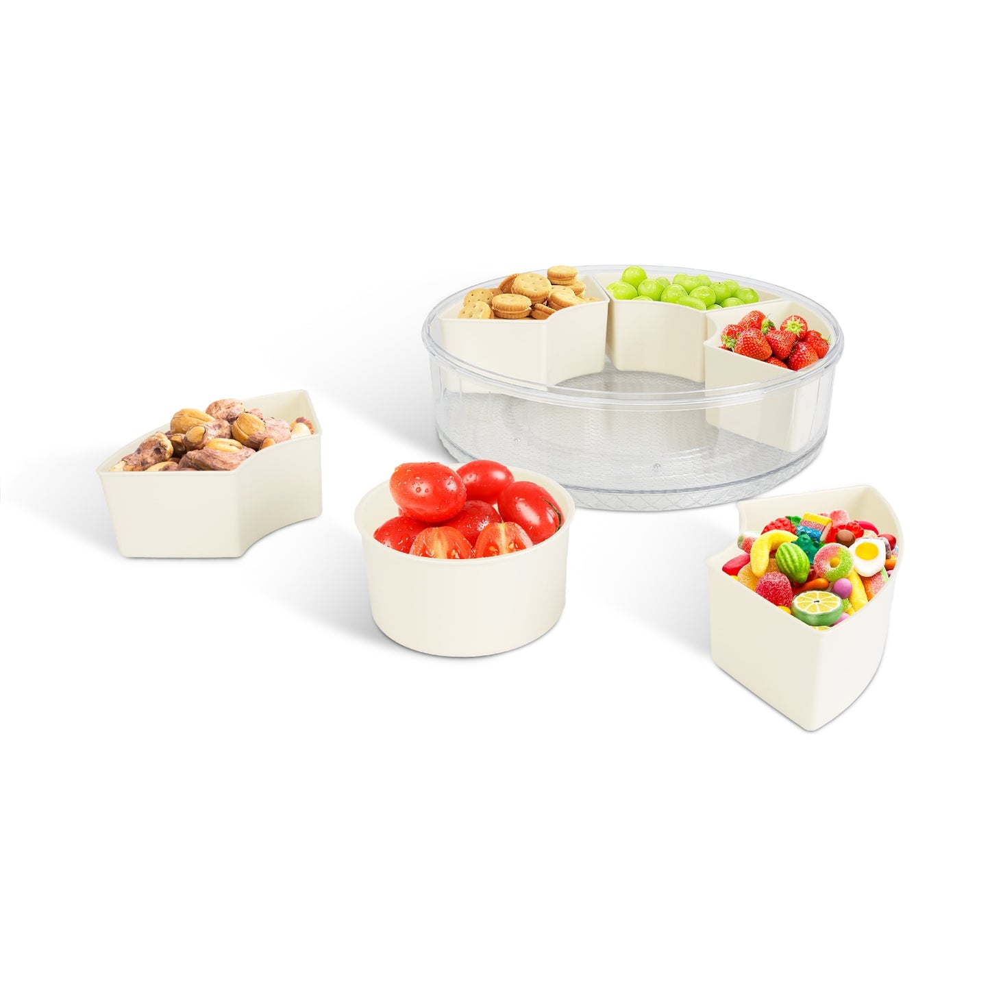 2Pcs Divided Serving Tray with Lid