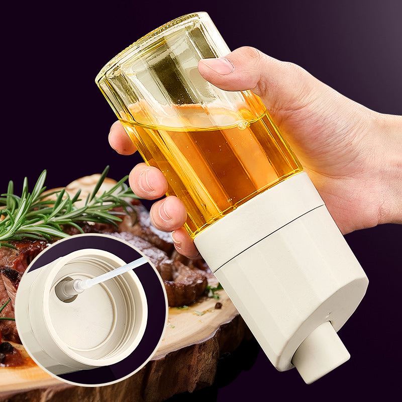 2-in-1 Glass Oil Bottle & Press Dispenser