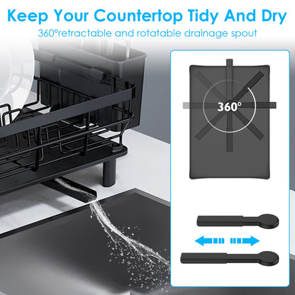 Dish Drying Rack with Drain Board