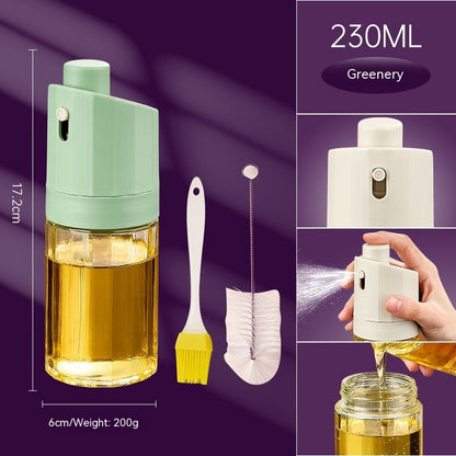 2-in-1 Glass Oil Bottle & Press Dispenser
