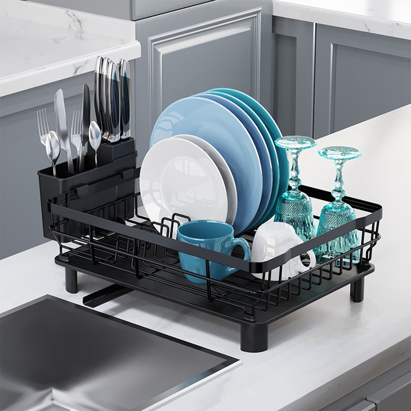 Dish Drying Rack with Drain Board
