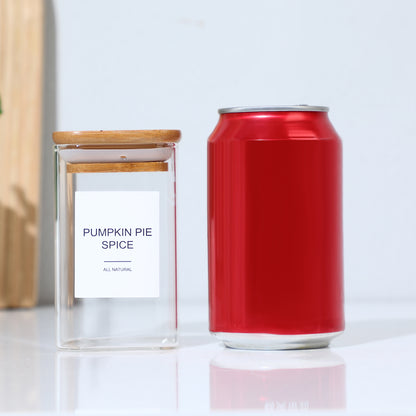 12 Pcs Square Spice Jars With 72 Sticker